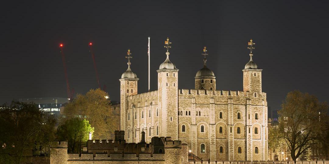 The Tower of London illuminated at night